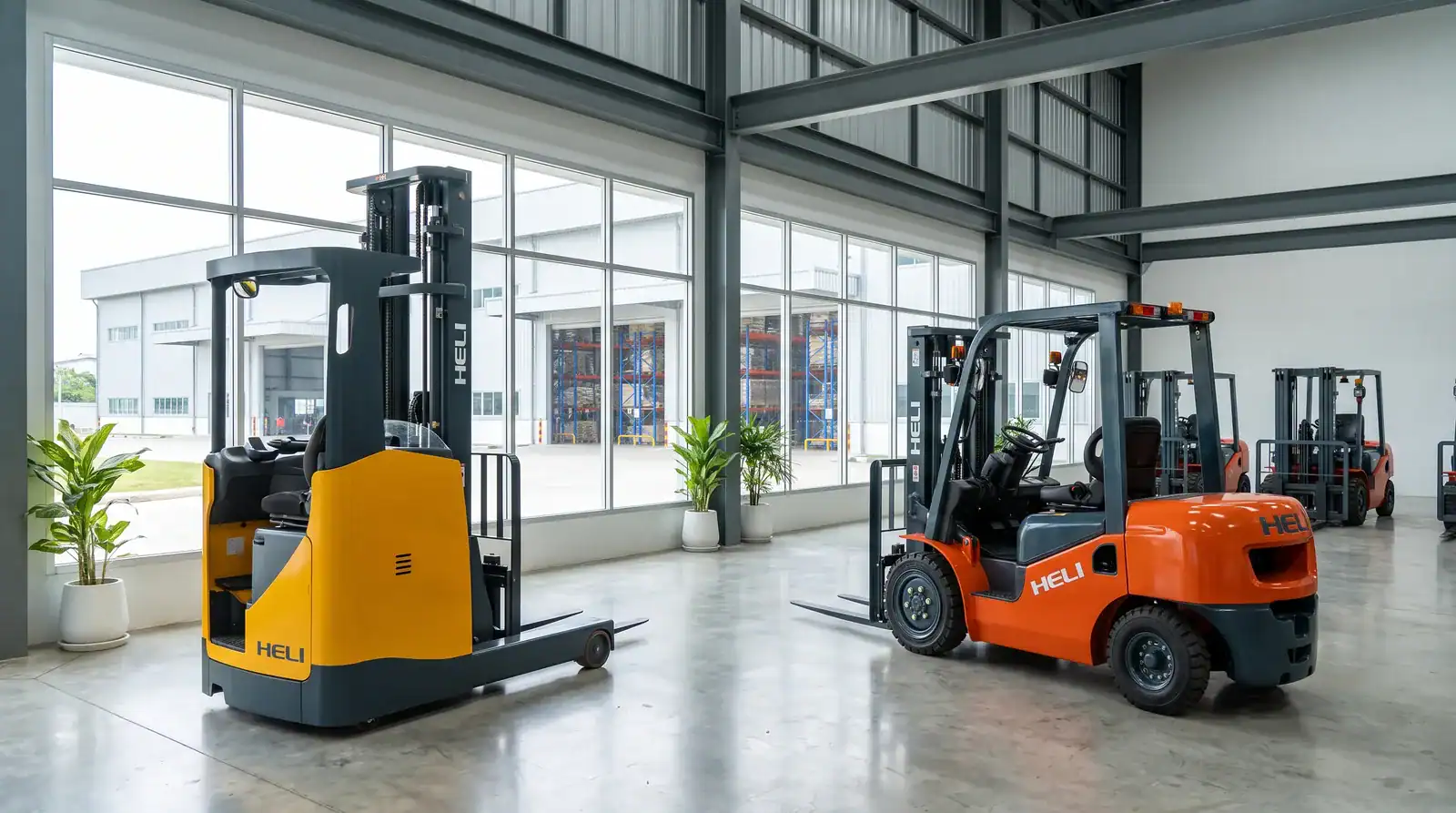 Reach Truck และรถโฟล์คลิฟท์ HELI ในโชว์รูม