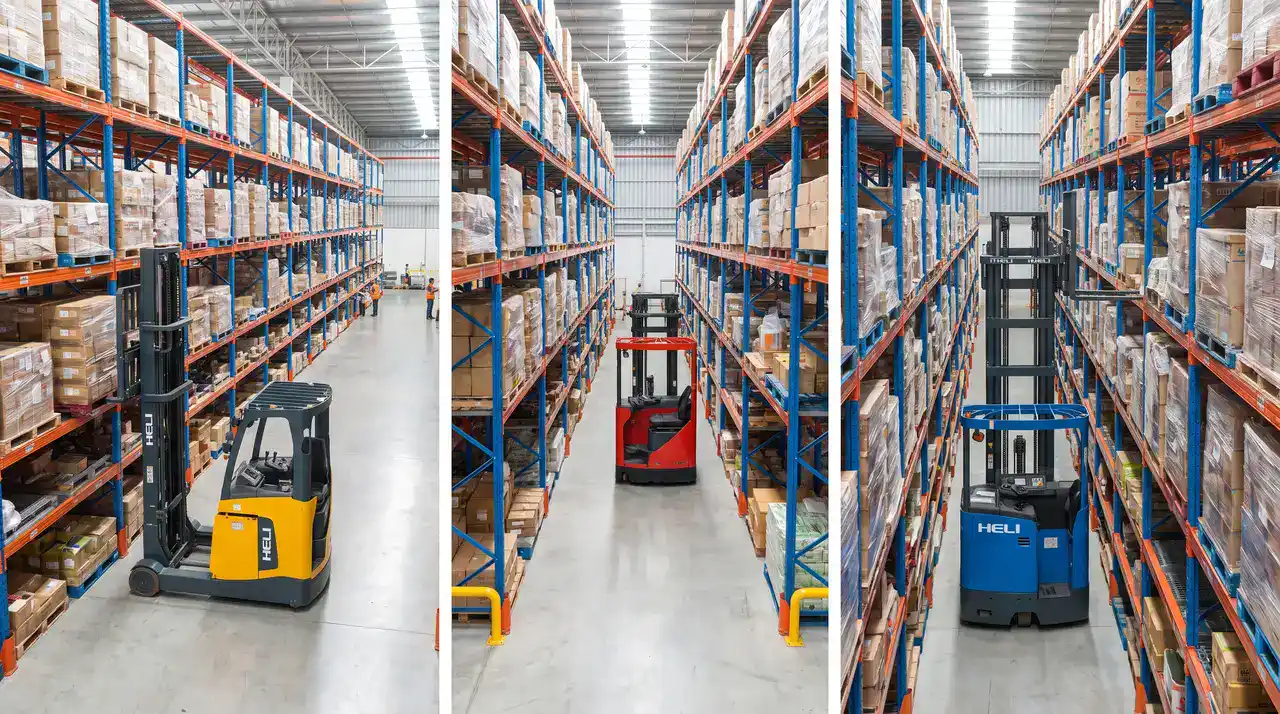 เทียบความกว้างช่องทางเดินของรถโฟล์คลิฟท์ทั่วไป Reach Truck และรถ VNA