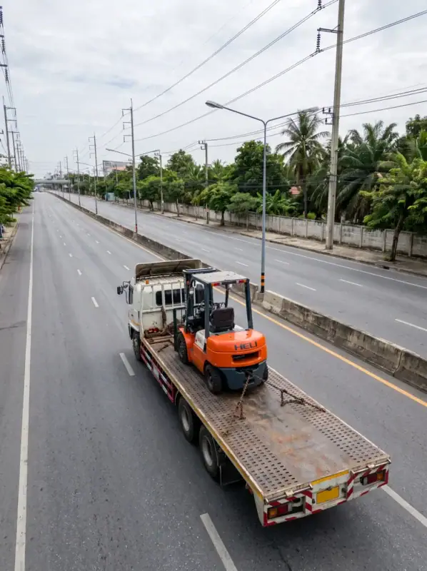รถบรรทุกขนรถโฟล์คลิฟท์บนถนนพหลโยธิน